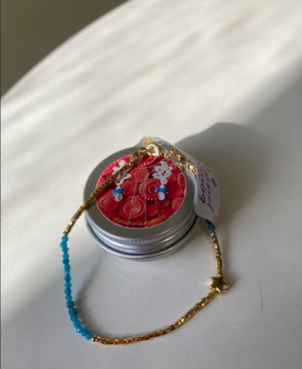 Pulsera de baño de oro y piedra natural con estrella - Imagen 3