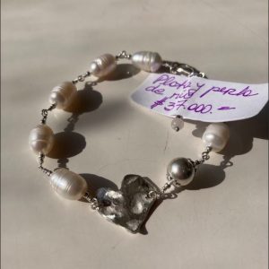 Pulseras Plata y Perla de rio (Corazón)