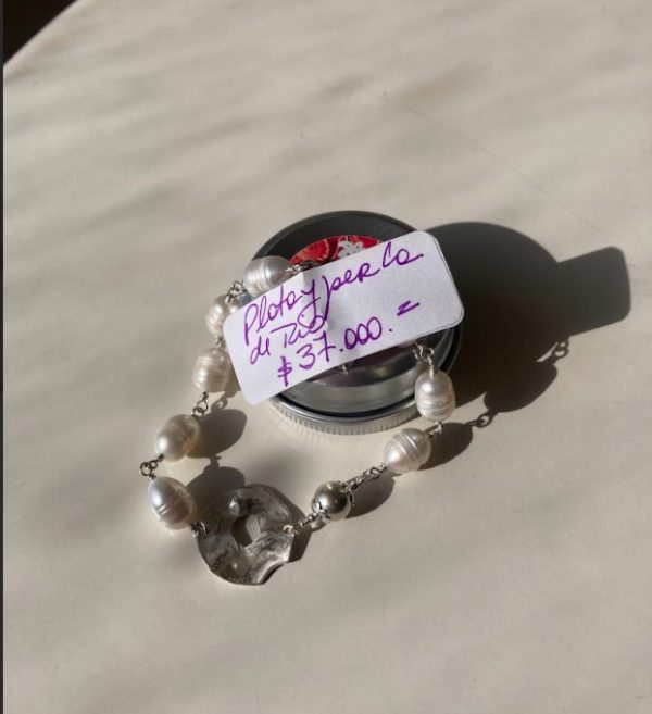 Pulseras Plata y perla de rio (Circulo) - Imagen 2