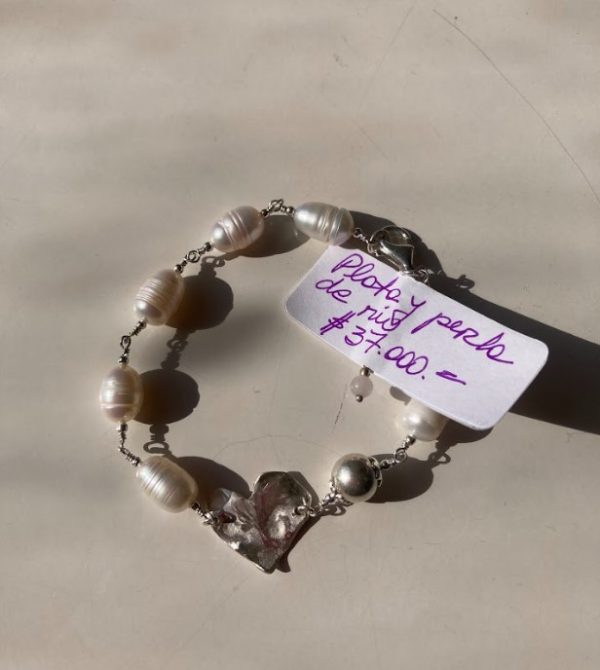 Pulseras Plata y Perla de rio (Corazón) - Imagen 3