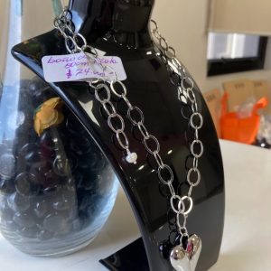 Collar Baño de plata 50 cm Corazón Plateado