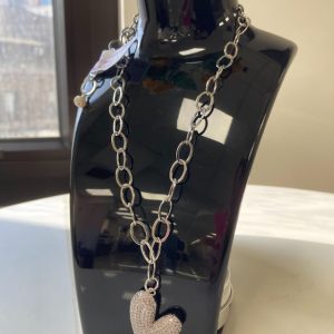 Collar Baño de plata 50 cm Corazón Brillante