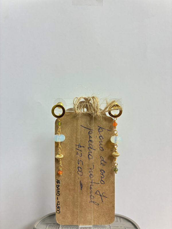 Aros Baño de oro con piedra natural