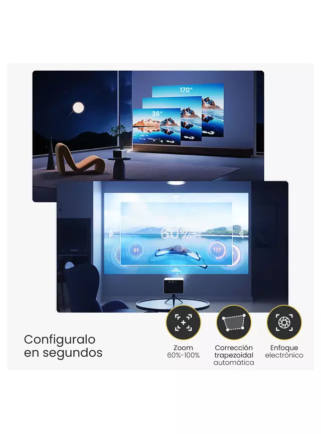 Levo Proyector Portátil Mini Halo 9000 lm Bluetooth HD - Imagen 3