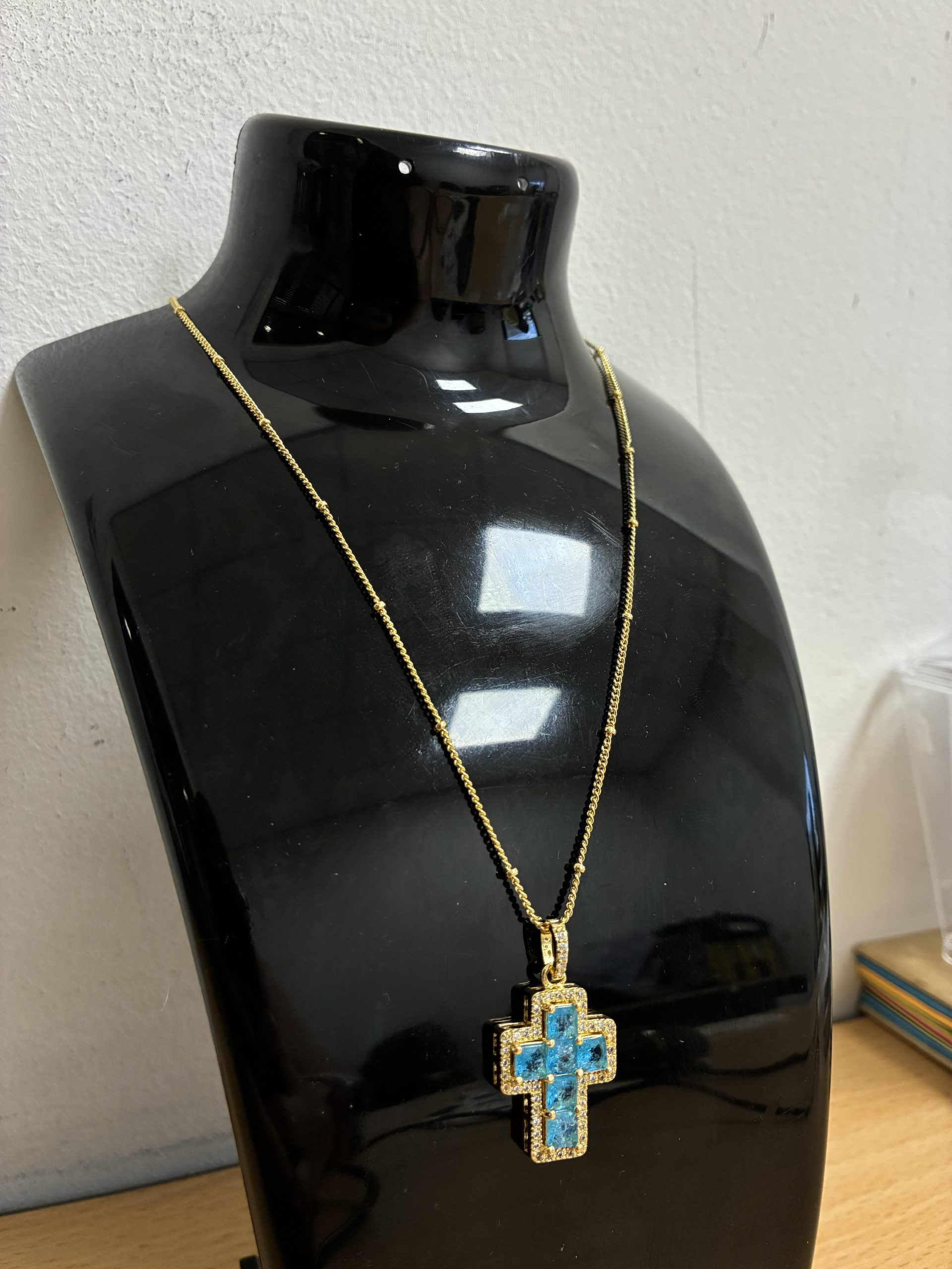 COLLARES DIJE Y BAÑO ORO CRUZ AZUL - Imagen 3