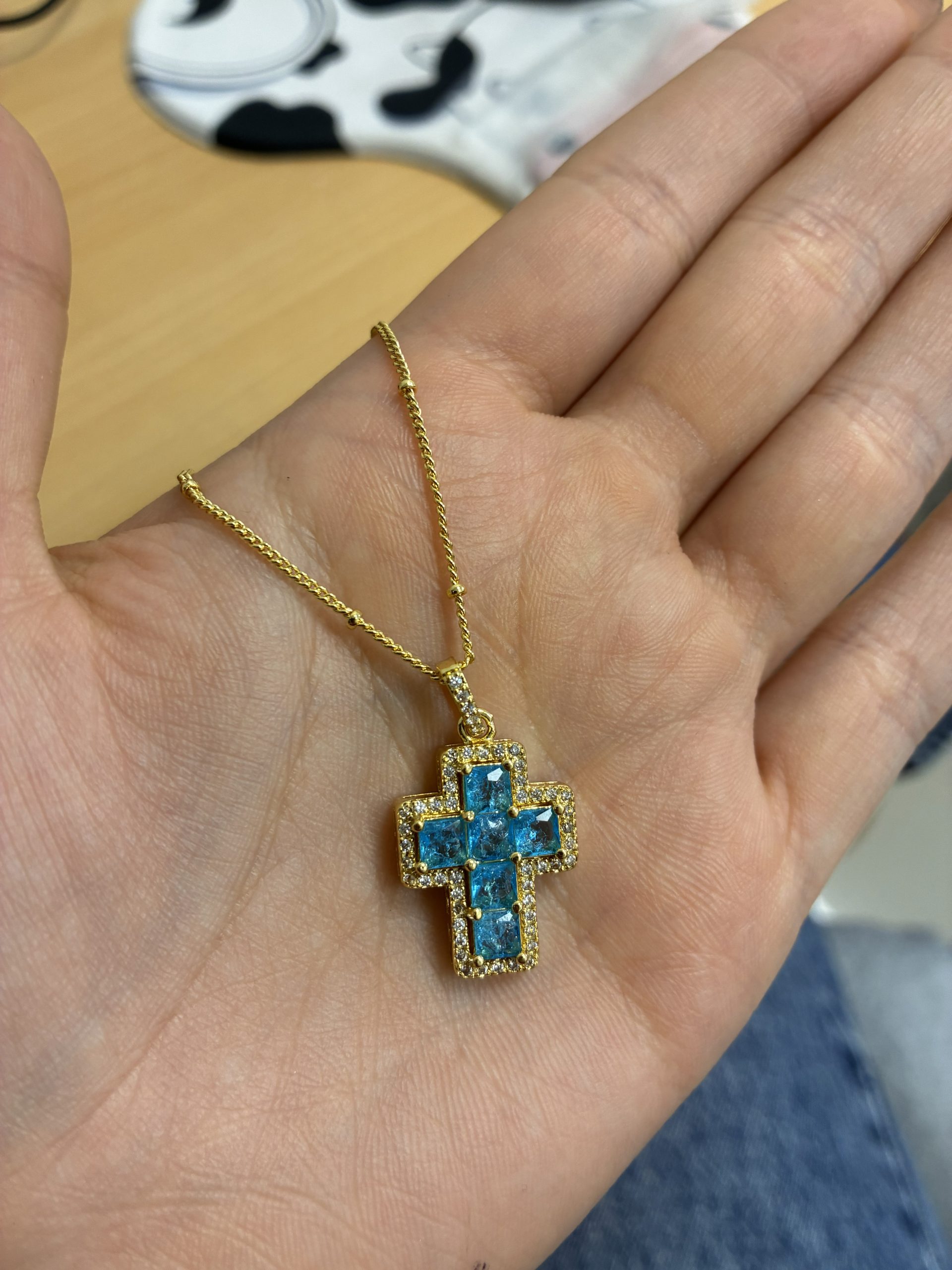 COLLARES DIJE Y BAÑO ORO CRUZ AZUL - Imagen 2